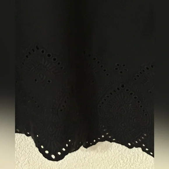 J. Jill Top Women Black 100% Cotton Pullover Embroidered Hem And Sleeves Size L - Picture 4 of 7